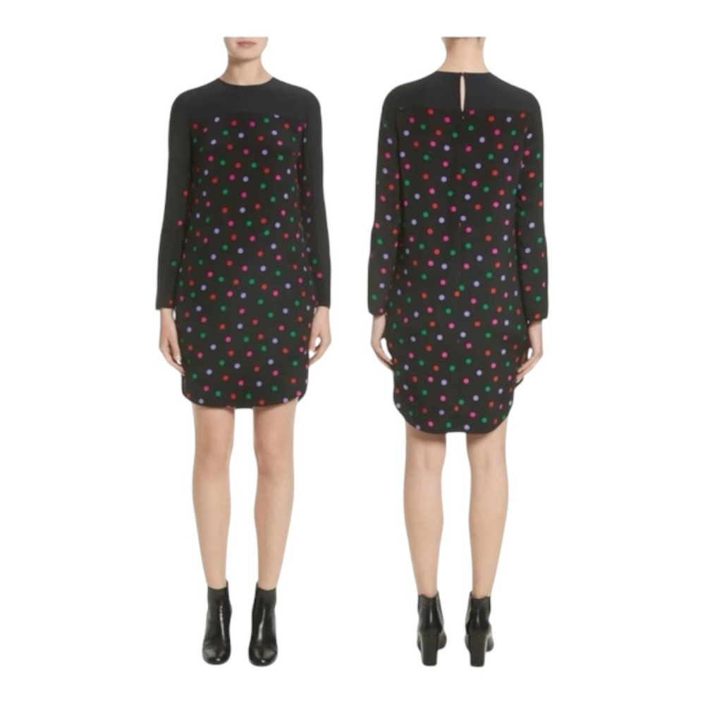 Akris Punto Silk Polka Dot Long Sleeve Dress